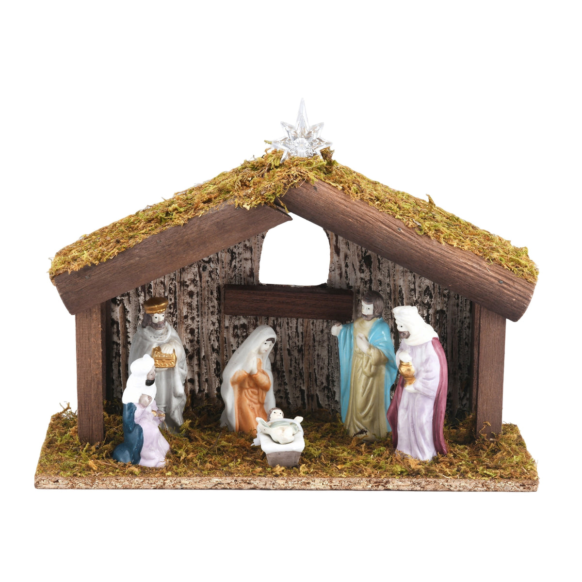 Light-Up Battery-Operated LED Porcelain Tabletop Indoor Nativity Scene Christmas Decoration, 11" x 7", 8 Pieces, by Holiday Time