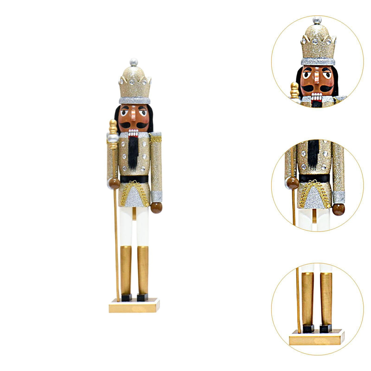 QccHieUs Nutcracker Figurine Statue Traditional Desktop Wood Table Centerpiece Christmas