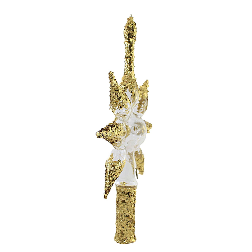 Blubom 13.25In Transparent Gold Star Finial, Glass, Tree Topper Reflector Christmas 2022295