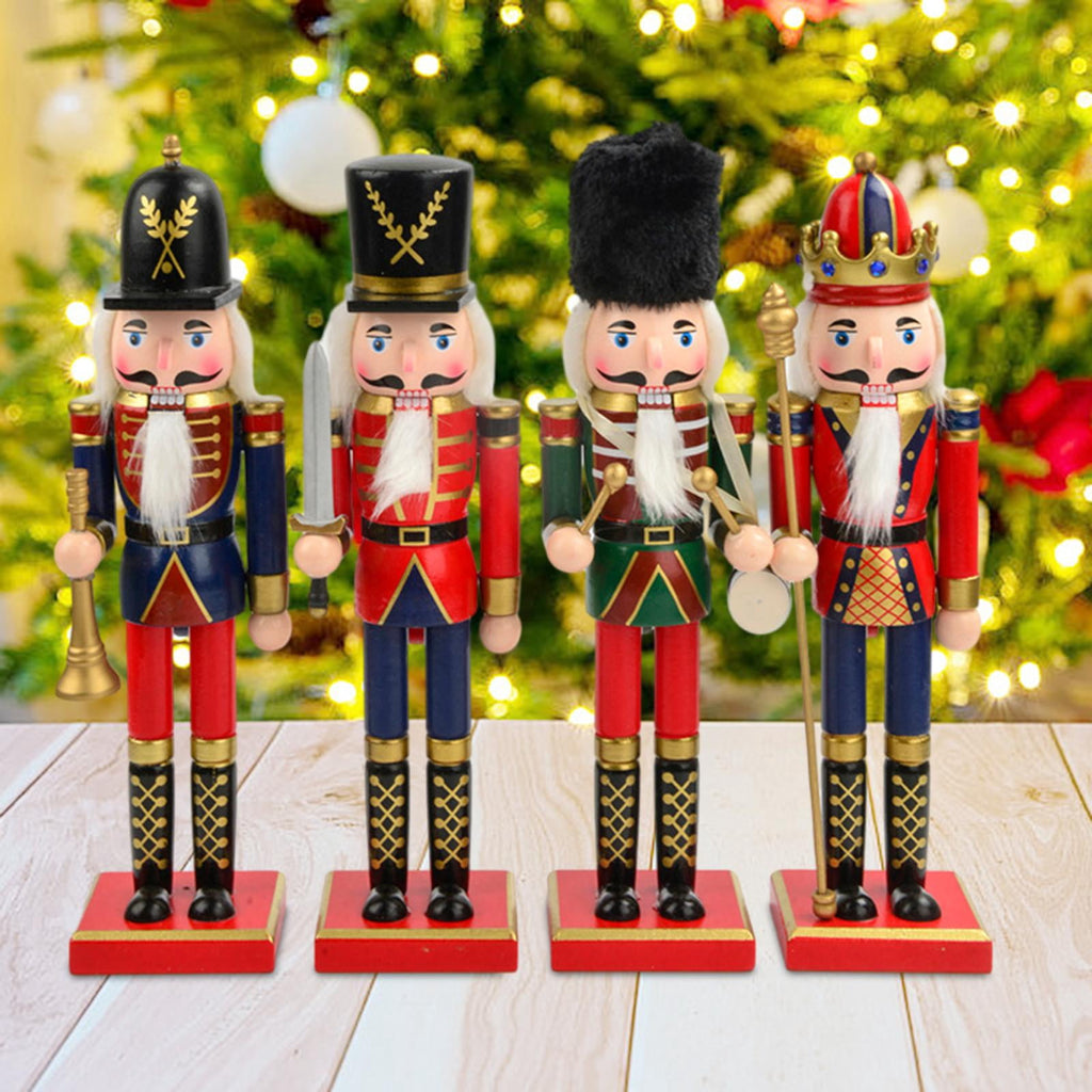4x Nutcracker Ornaments Christmas Doll Painted Party Favors Holiday Present Classic Style Desktop Decor Nutcracker Figurines