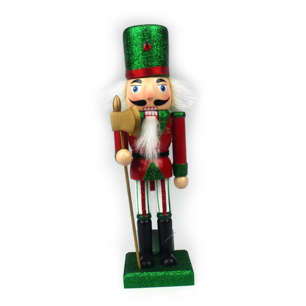 10" Nutcracker Christmas Decoration (Set of 4) - Traditional Wooden Red & Green King, Soldier, & Drummer Styles. For Friends, Family, and Coworkers.