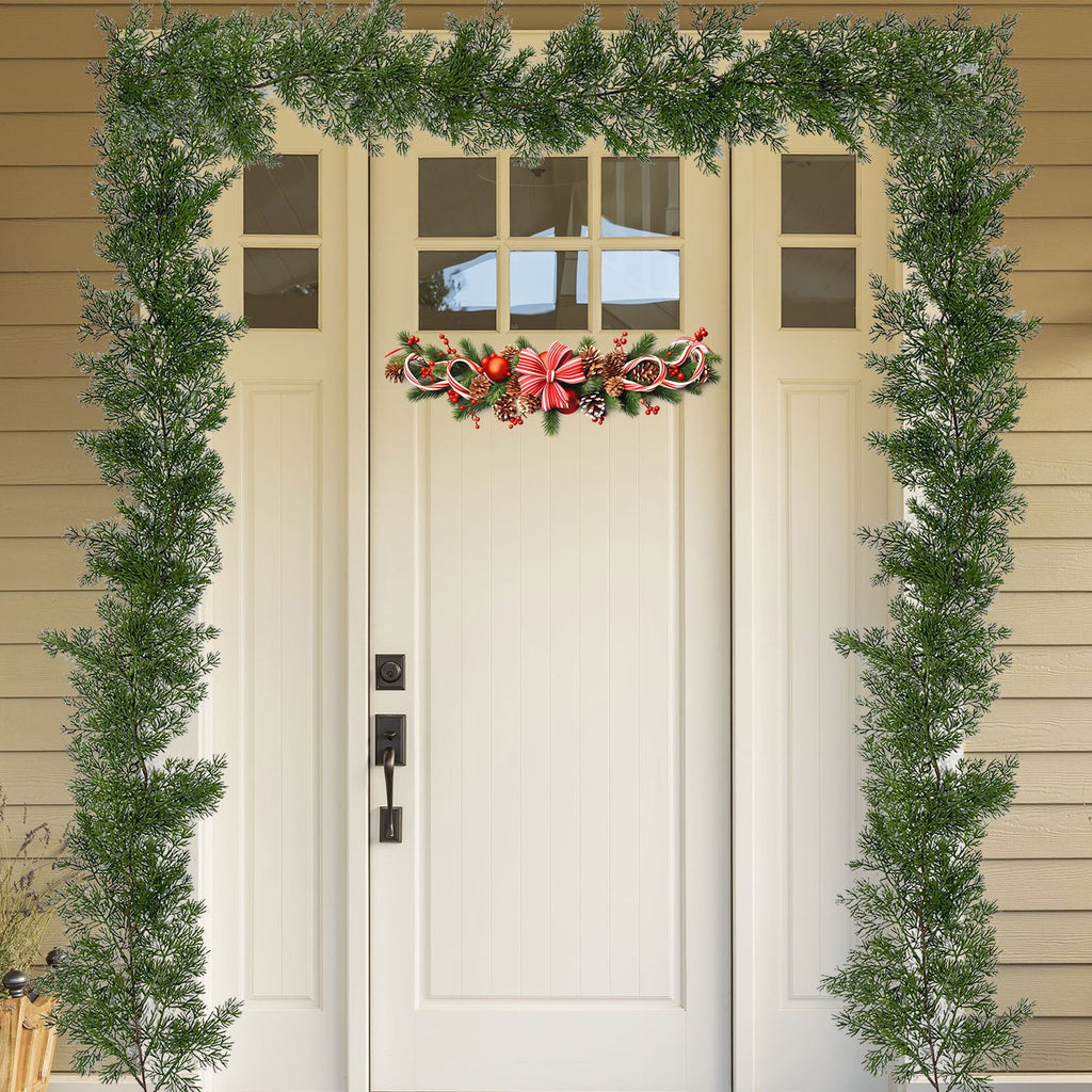 RBCKVXZ 5 FT Christmas Garland Thick and Realistic Artificial Cedar Garland Green Faux Needles Garland for Christmas Winter Home Mantel Fireplace Holiday Party Decorations