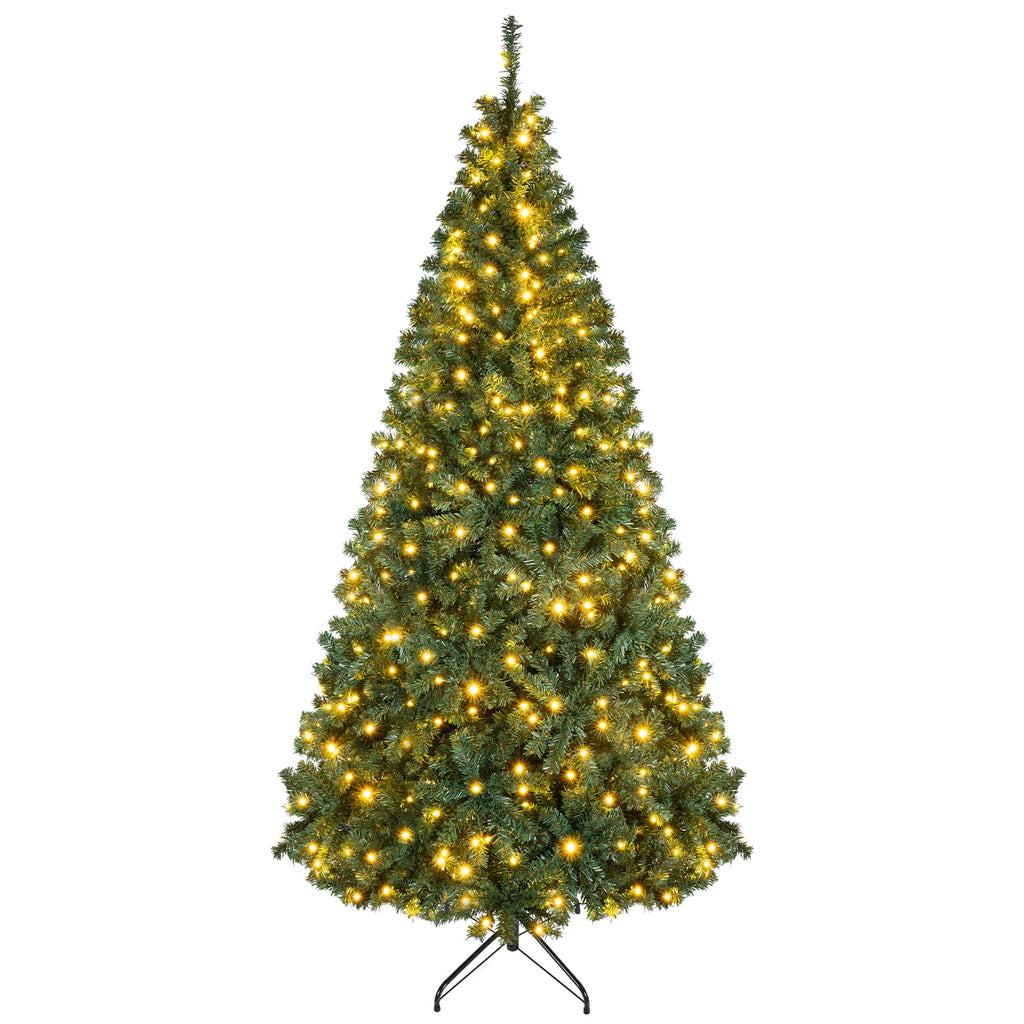 Costway 8Ft Pre-Lit Artificial Christmas Tree Hinged 750 LED Lights