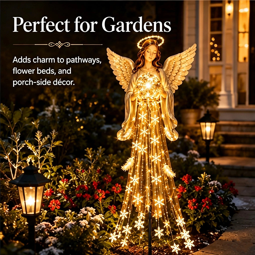 Clearance Christmas Solar Santa Magic Fountain Light - 32" Flowing Snowflake LED Garden Stake Light, Christmas Decorations Outdoor for Yard Porch