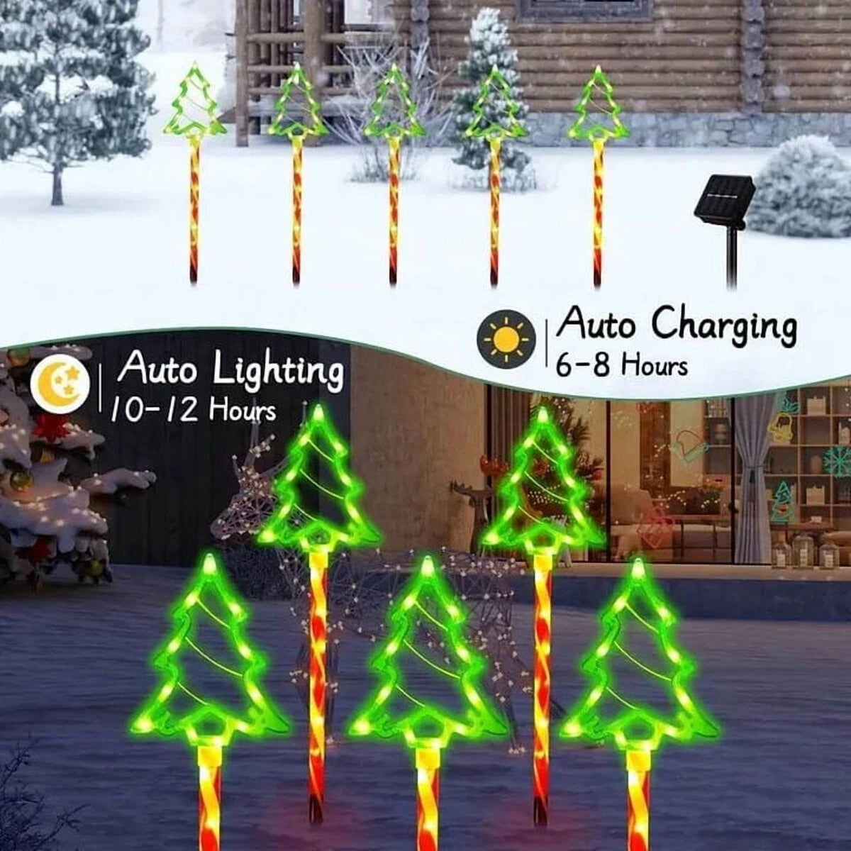 Cinvoph 5-Pack 13" Solar Christmas Tree Outdoor Christmas Decorations, Decorative Waterproof Solar Xmas Tree Lights Xmas Lights for Yard Front Porch Pathway Decor