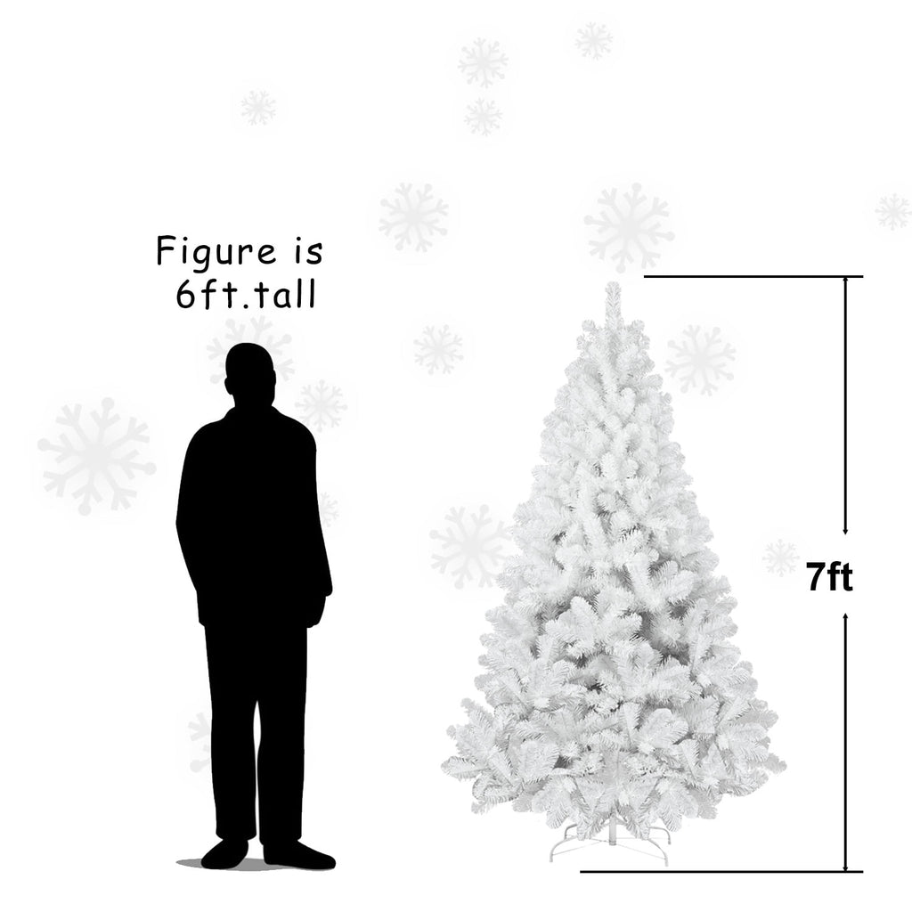 6 Ft White Christmas Tree with Memory Wire, 760 Tips Hinged Artificial PVC Tree, Easy Assembly Holiday Xmas Tree for Indoor Decor (Ornaments Not Included)