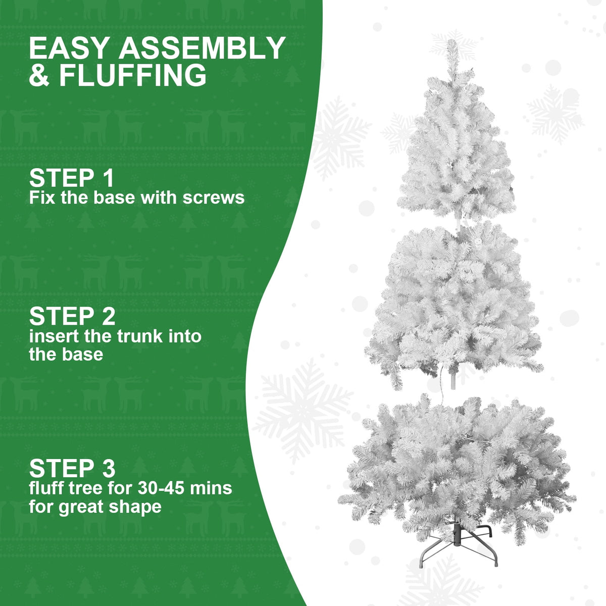 6 Ft White Christmas Tree with Memory Wire, 760 Tips Hinged Artificial PVC Tree, Easy Assembly Holiday Xmas Tree for Indoor Decor (Ornaments Not Included)