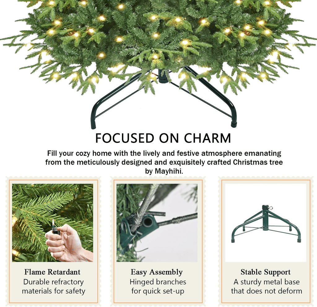 Makeatree 4ft Prelit Artificial Christmas Tree Realistic Fir Xmas Tree with 907 PE PVC Tips & 150 Lights Green & Foldable Base