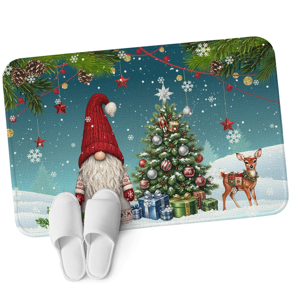 Red Truck Christmas Washable Area Rugs for Living Room Bedroom, Large Non Slip Indoor Floor Carpet Absorbent Xmas Tree Gnomes Navy Blue Snowflake Door Mat Rugs for Bathroom Entryway 63"x90.6"
