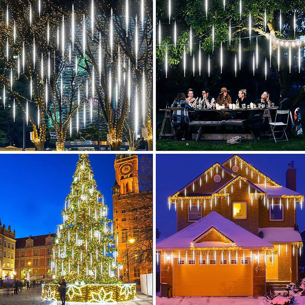 Rirool Meteor Shower Rain Lights, Valentine Lights 50cm 10 Tubes 540 LED Icicle Snow Falling Christmas Lights Outdoor Raindrop Lights, Xmas Wedding Party Tree Holiday Decoration, Blue