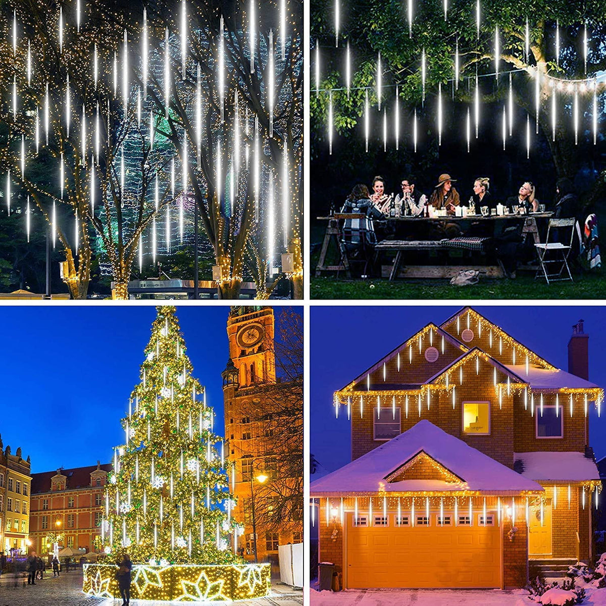 Rirool Meteor Shower Rain Lights, Valentine Lights 50cm 10 Tubes 540 LED Icicle Snow Falling Christmas Lights Outdoor Raindrop Lights, Xmas Wedding Party Tree Holiday Decoration, Blue