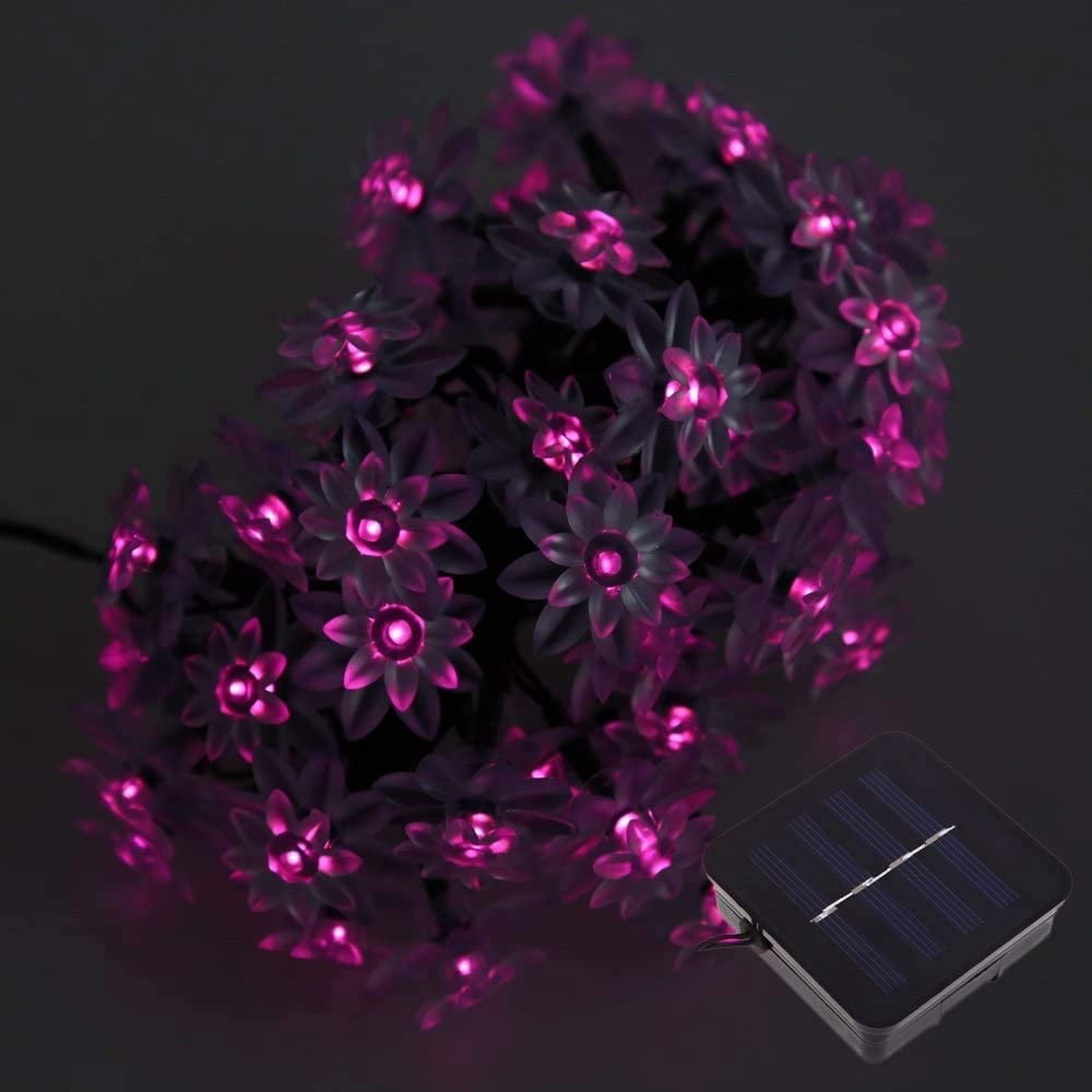 HESHENG Solar Lotus Flowers String Lights, Waterproof 40ft 100LEDs Lights Fairy Lights Outdoor 8 Modes Festival Lighting for Patio Yard Tree Wedding Party Christmas Decoration, Multicolor