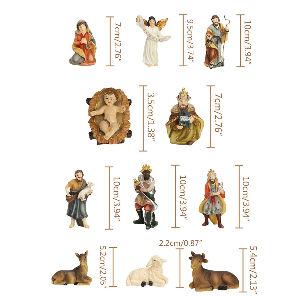 PatungKu Holy Family Christmas Resin Nativity Figurine Christ Birth of Jesus Statue Manger Church Resin Religious Gift Home Decor