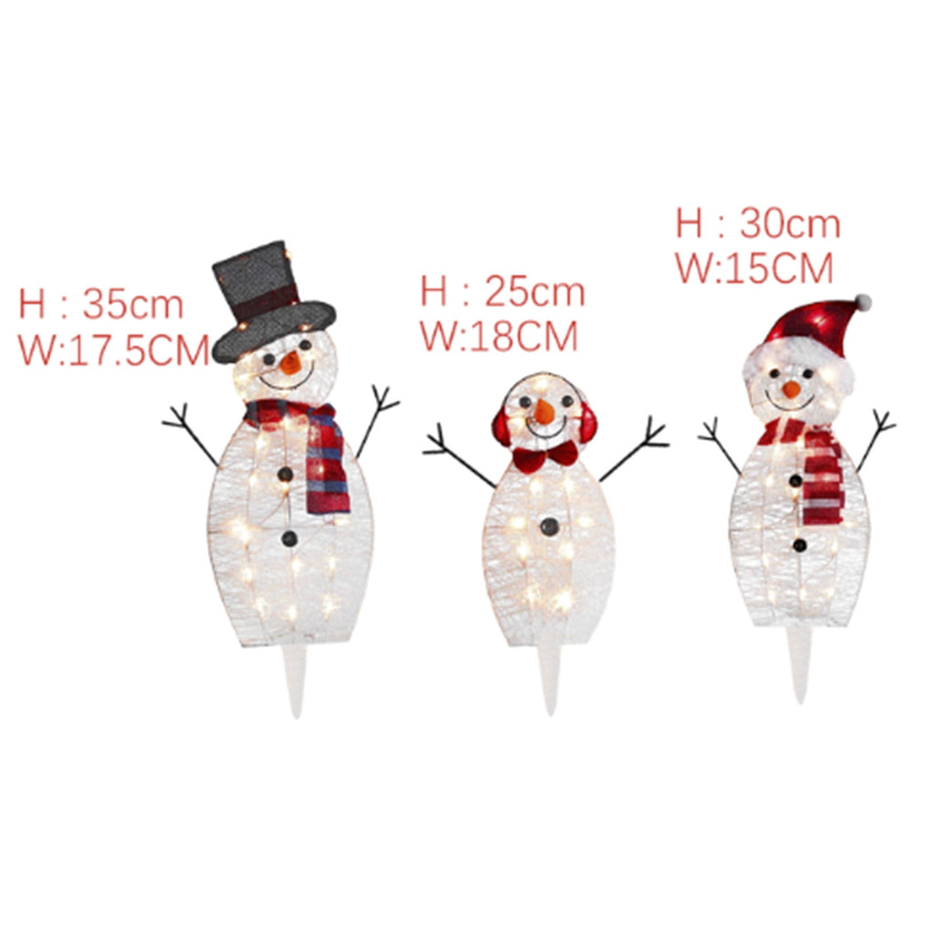 SLYNSHome 3Pcs Christmas Garden Lights Pre-lit LED Light Up Snowman Christmas Decoration for Yard Luminescent Decoration for Xmas Front Door Pathway Lawn Patio Xmas Ornament Supplies ()