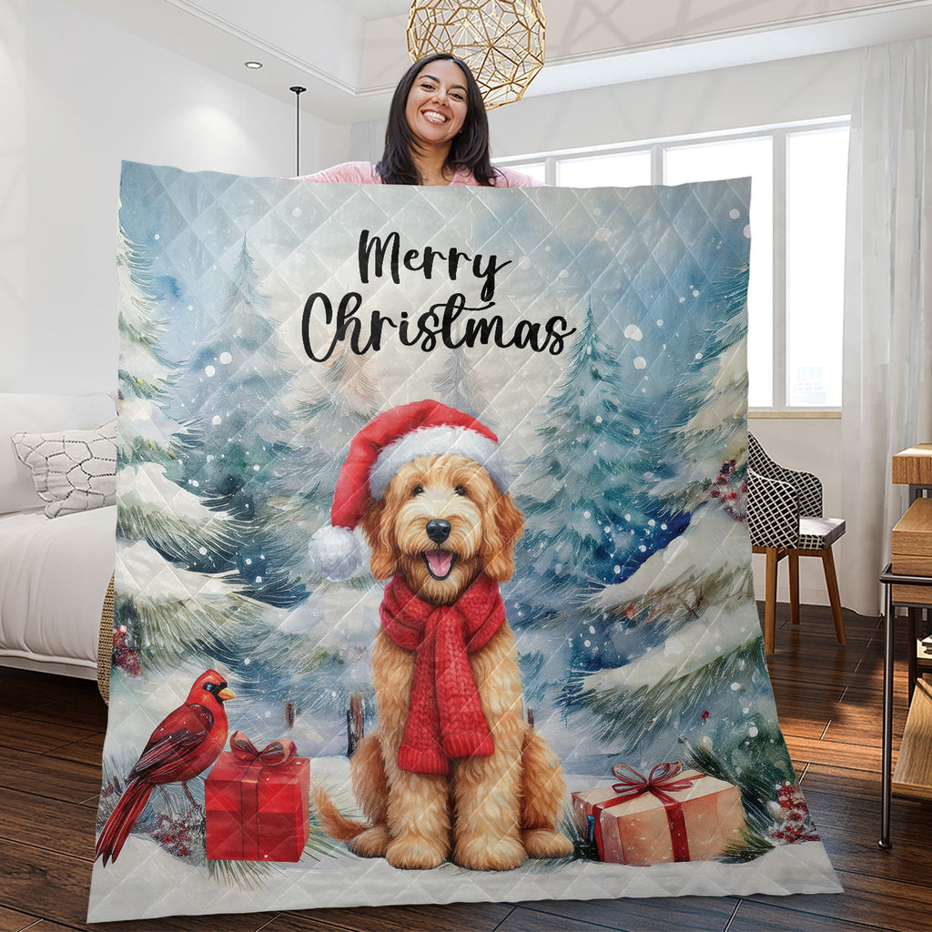 Merry Christmas French Bulldog Enjoys Woofmas Winter Xmas Holiday Quilt Bedding Set Dog Lover Gifts 1 Blanket Bed Cover 2 Pillowcases - 02022