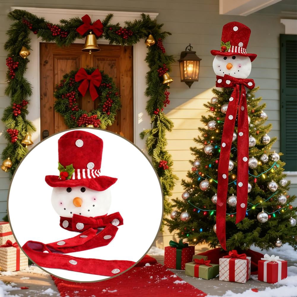 Christmas Tree Topper Snowman, Large Plush Holiday Treetop Ornament for Home Party Fireplaces Malls Decor