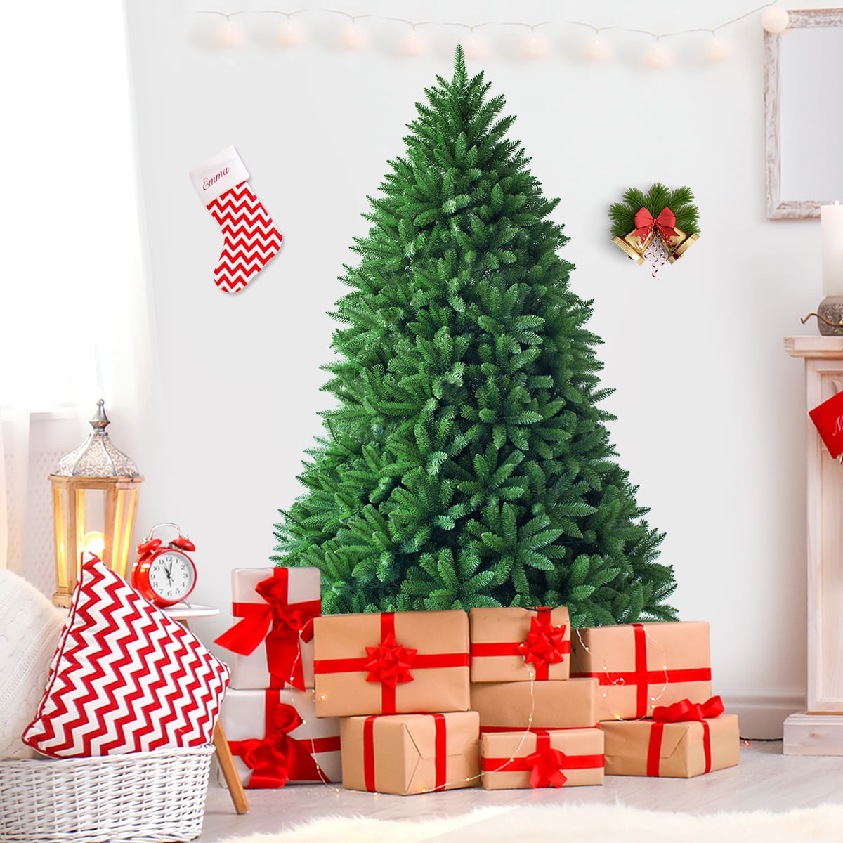 Costway 6ft Premium Hinged Artificial Christmas Fir Tree w/ 1250 Branch Tips