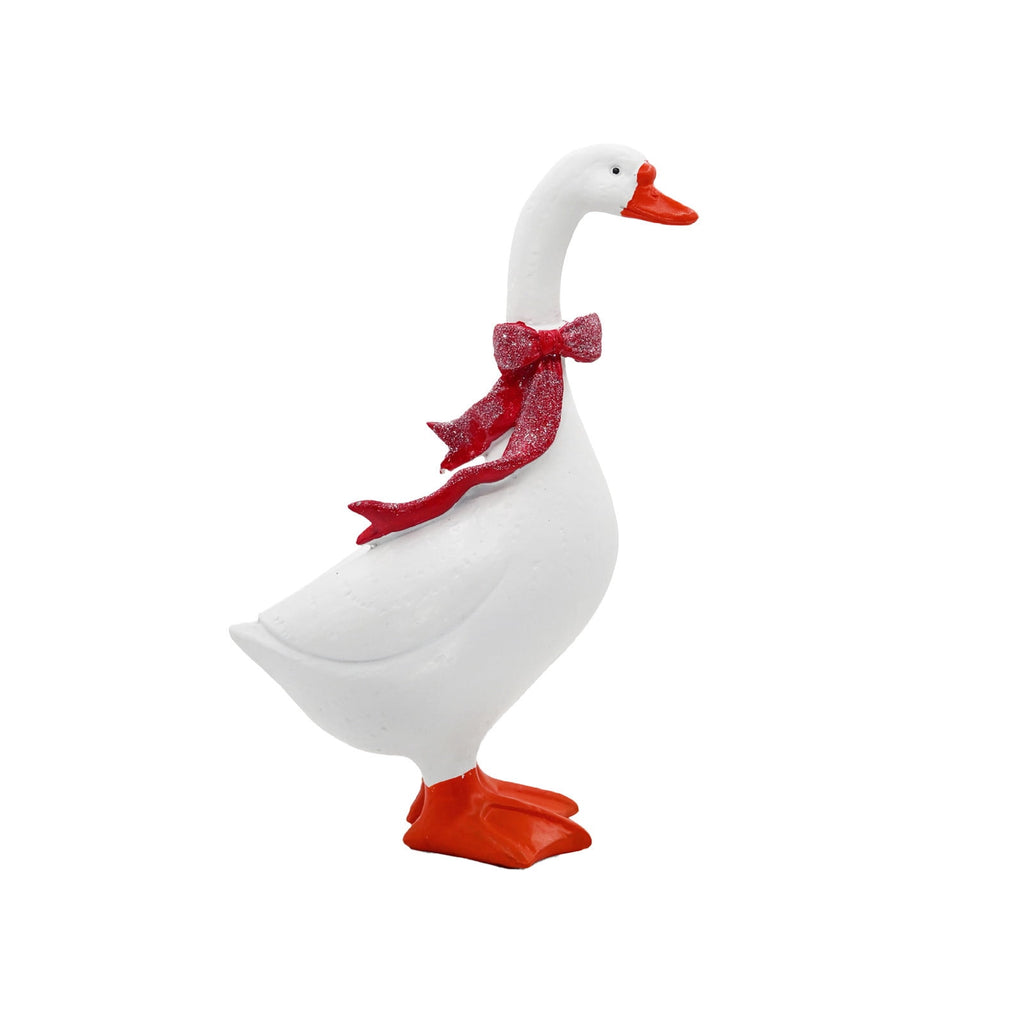 CHJK Hand-Painted Large Porch Goose Statue, Eye-catching Christmas Resin Goosey Ornaments Figurine, Compact Tabletop Ideal For Holiday Parties And Family Decor Must Have Christmas Gift