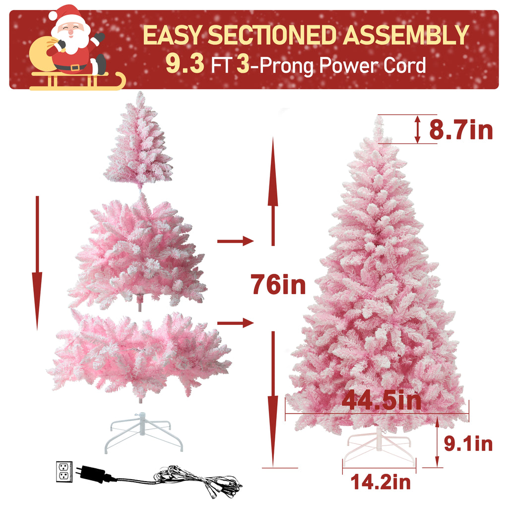 VEIKOUS 6ft Christmas Tree Crooked Neck with Topper, Prelit Xmas Tree with 200 LED Lights & 536 Branch Tips, Bendable Top Christmas Slim Tree for Holiday Decor, Green