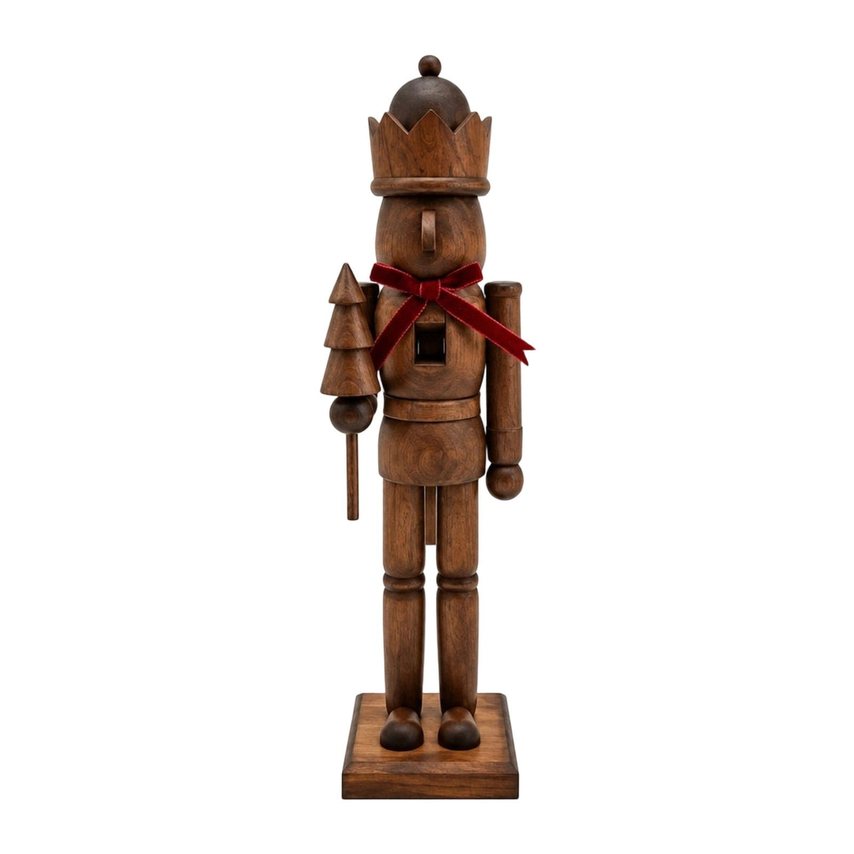 Wooden Nutcracker Figurine 15" Painted Christmas Soldier Statue – Traditional Holiday Decor for Mantel Shelf Floor Corner – Brown 1-Piece