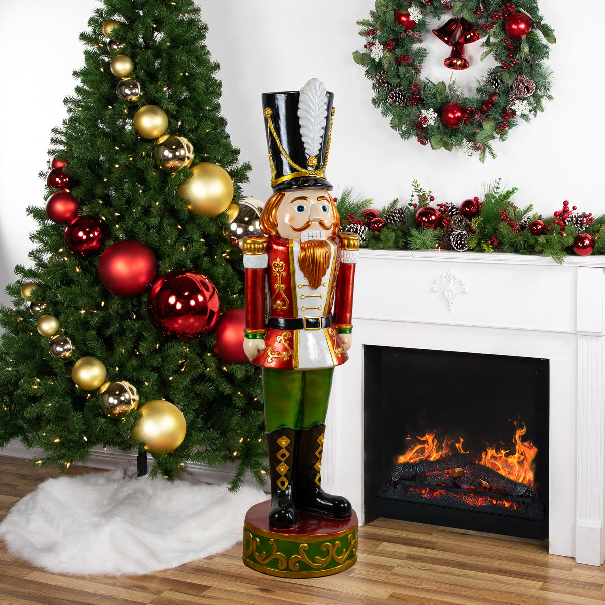 Northlight Commercial Christmas Nutcracker Soldier with Decorative Base - 5.25' - Red and Green