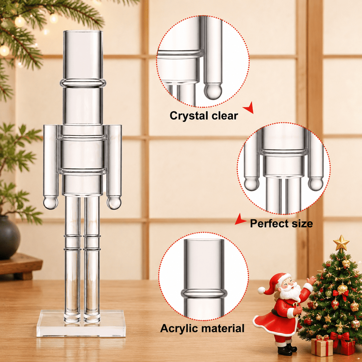 Clear 12 Inch 2 Pack Christmas Nutcracker Figurines, Holiday Decor