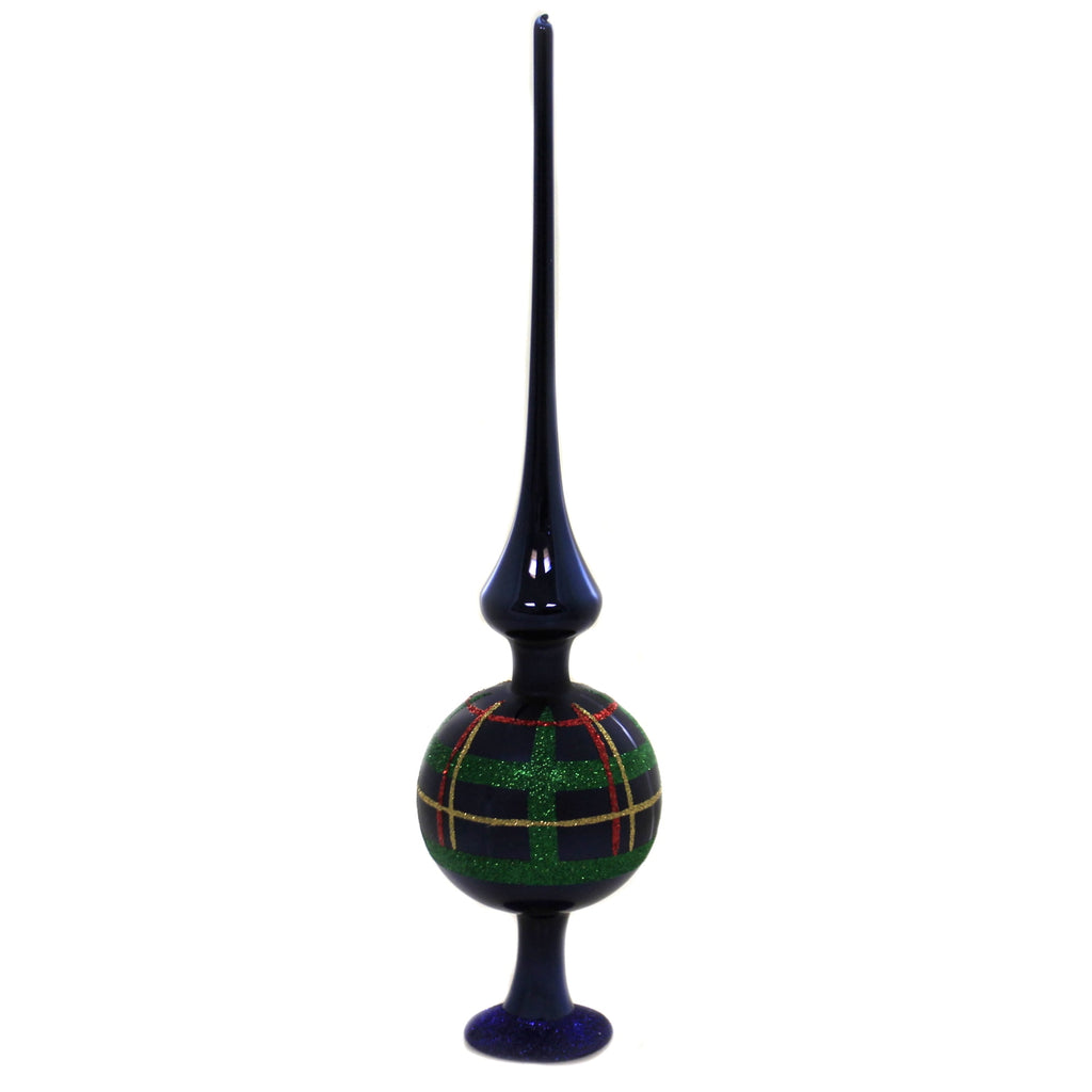 Shiny Blue Midnight Squared - 1 Tree Topper 13 Inch, Glass - Tree Topper Free Standing 21174T032
