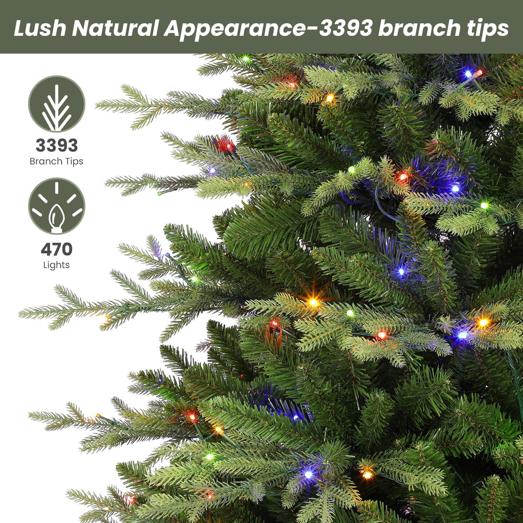 Lolsea 7ft Prelit Aspen Noble Fir Artificial Christmas Tree with Realistic PE Foliage, Warm White & Multi-Color Lights and Remote Control