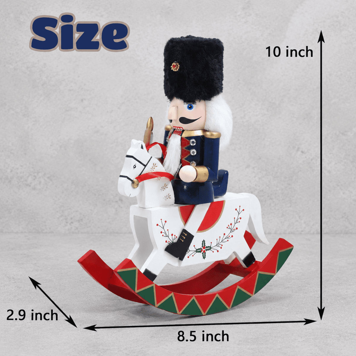 Gingerbread Wooden Nutcracker Rocking Horse Soldier Figurine Indoor Christmas Decor