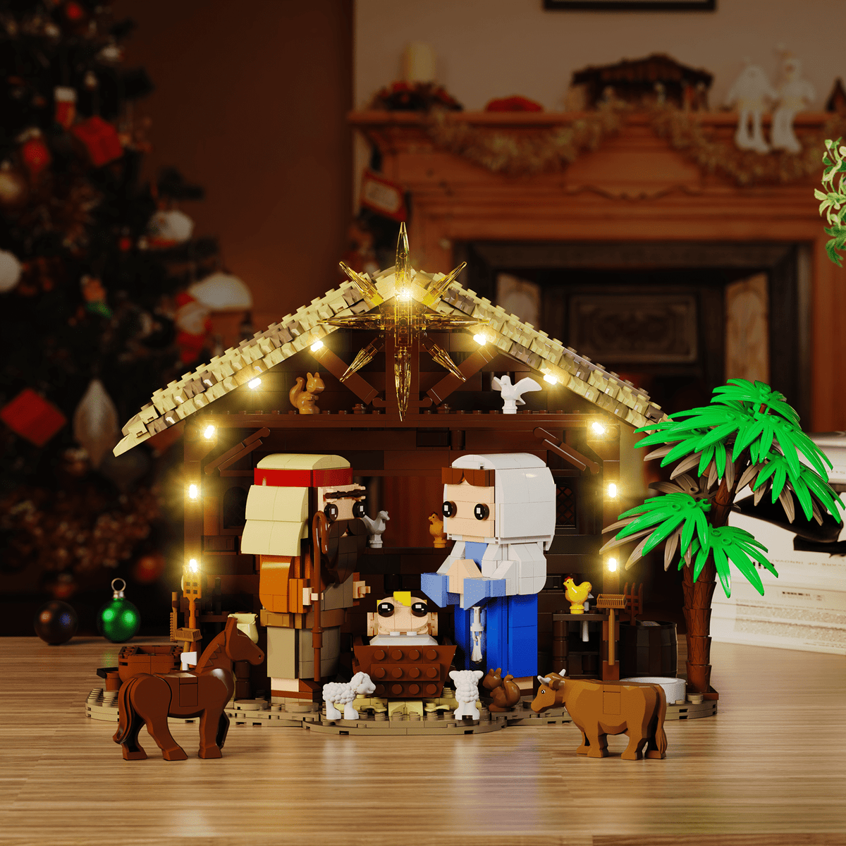 Jesus Building Block Set Nativity Scene Toys Decor for Home Office Tabletop Christian Easter Gifts