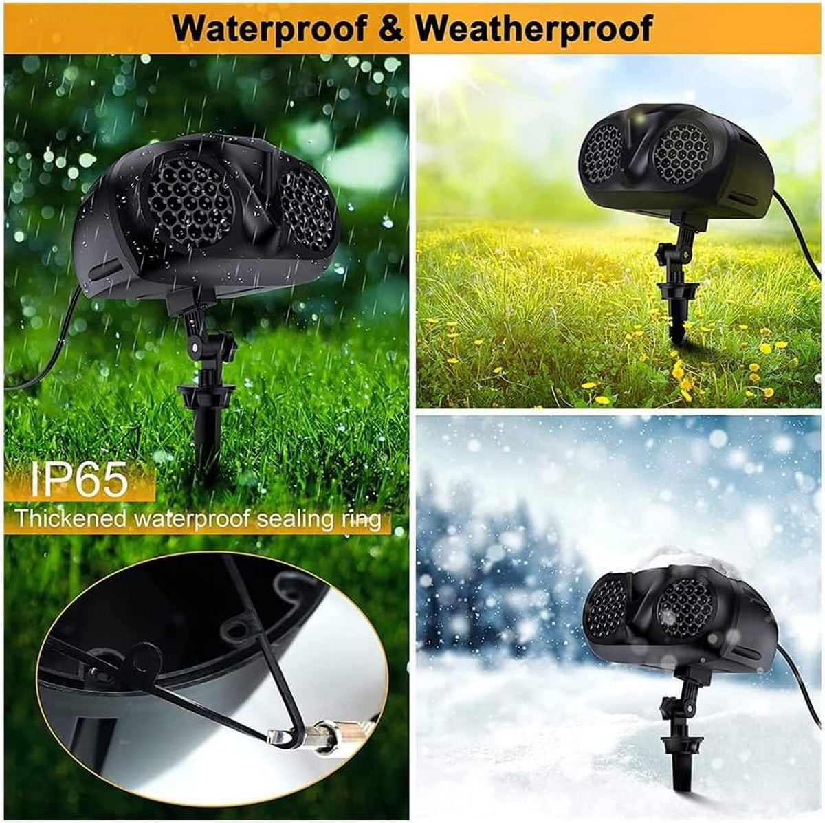 Christmas Snowflake Projector Lights Outdoor, LED Snowfall Projector, Remote Control Timing IP65 Waterproof, Dynamic Snowflakes Landscape Light for Xmas Holiday Party Decorations