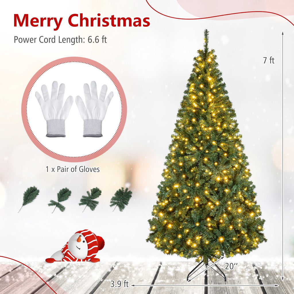 Costway 8Ft Pre-Lit Artificial Christmas Tree Hinged 750 LED Lights