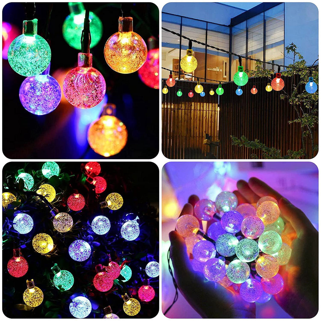 Juhefa Solar String Lights Outdoor 60 Led 35.6 ft Crystal Globe Lights for Garden Yard Porch Wedding Party Decor (White)