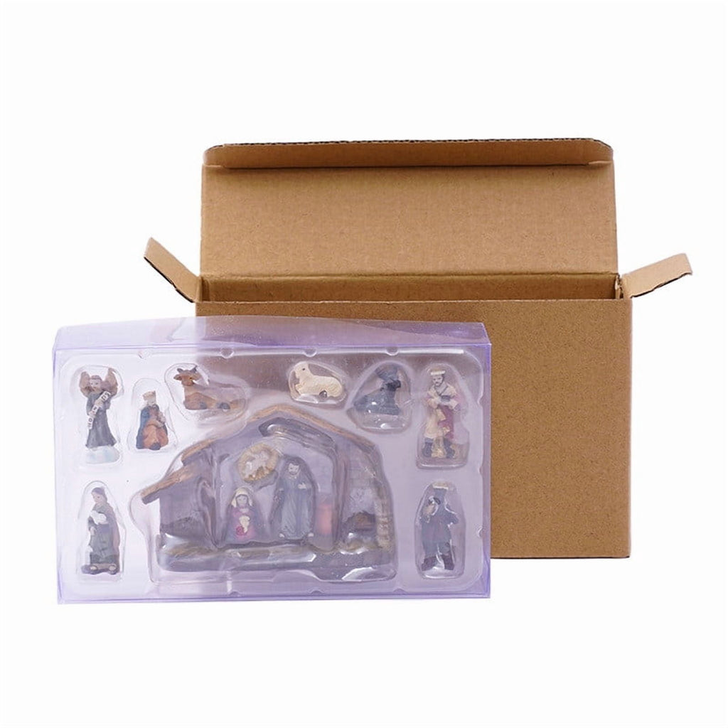 Nativity Set Christmas Indoor 16 Piece 2.36 inch Scene Statue Figurines Jesus Manger Crib Ornament Church Xmas Gift Home Decoration