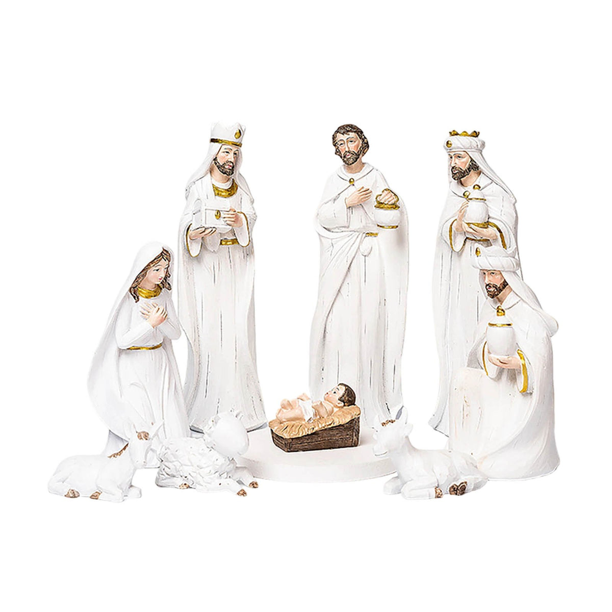 Easter Nativity Set 9-Piece Indoor, Hand-Painted Nativity Scene Decoration 7.5 Inch, Holiday Nativity Sets for Easter and Christmas, Traditional Nativity Scene with Hand-Painted Details