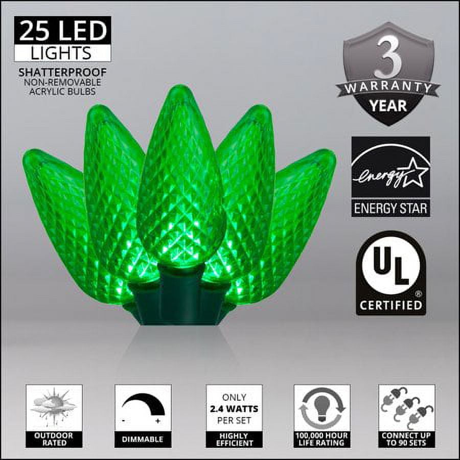Wintergreen Lighting White LED String Lights Holiday Lightings, 17' (25 Count)