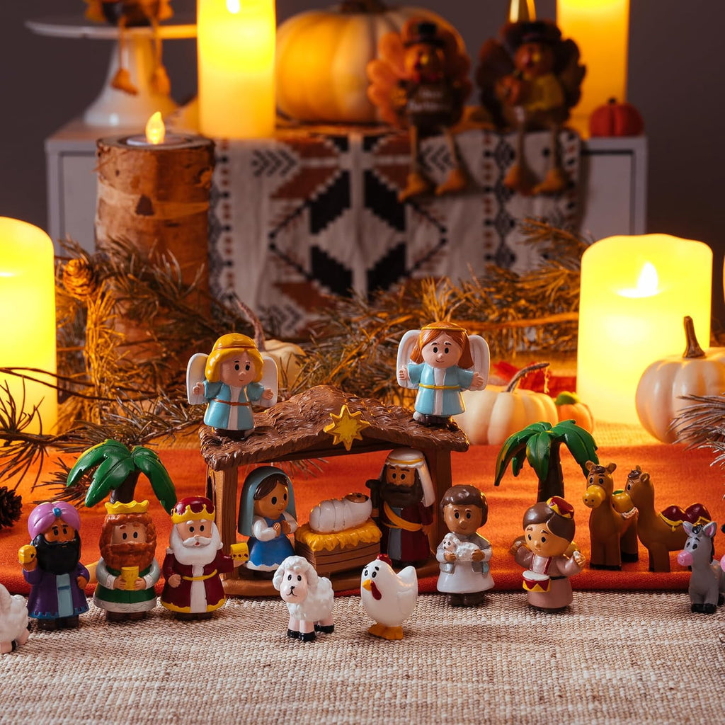 Joyfy Christmas Advent Calendar 2026 Nativity Figurine Set,Christmas Countdown Nativity Scene Set for Kids Boys Girls,24 PCS Nativity Advent Calendar