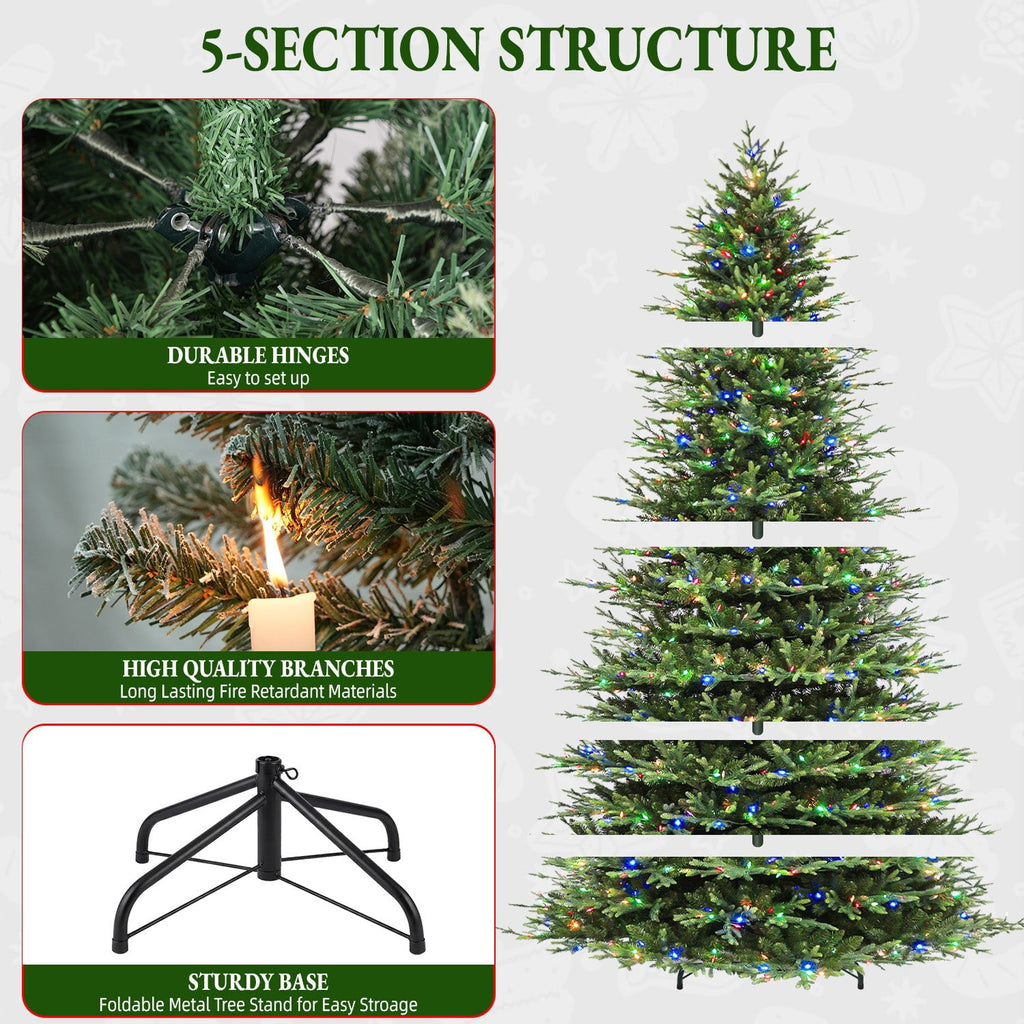 VIVATREES 12FT Pre-Lit Artificial Christmas Tree, 8165 Branch Tips 850 LED Lights, 10 Lighting Modes, PE+PVC Foliage, Foot Pedal Control Xmas Tree for Home, Office Decor