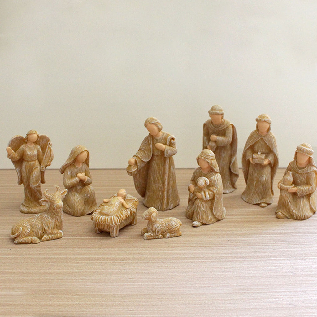 RKZDSR Religious Nativity Set - 10PCS Resin Ornaments for Home Decoration, Jesus Manger Scene