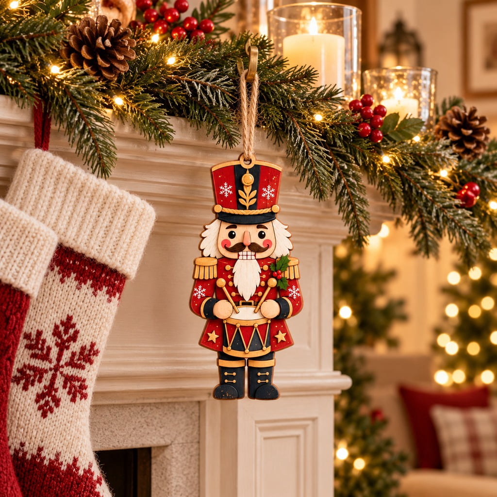 Wooden Ornament Christmas Nutcracker Drummer