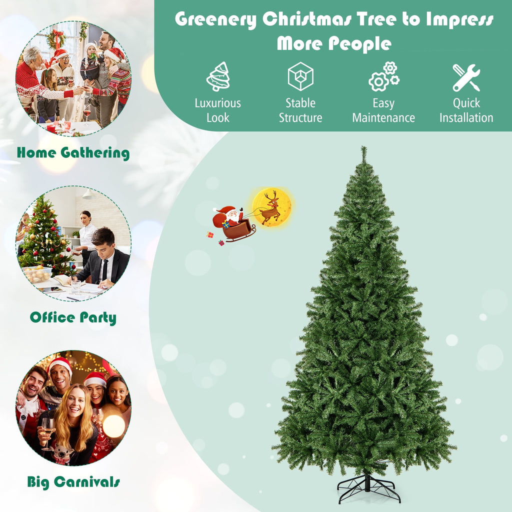 Costway 9FT PVC Christmas Tree 2132 Tips Hinged Solid Metal Legs