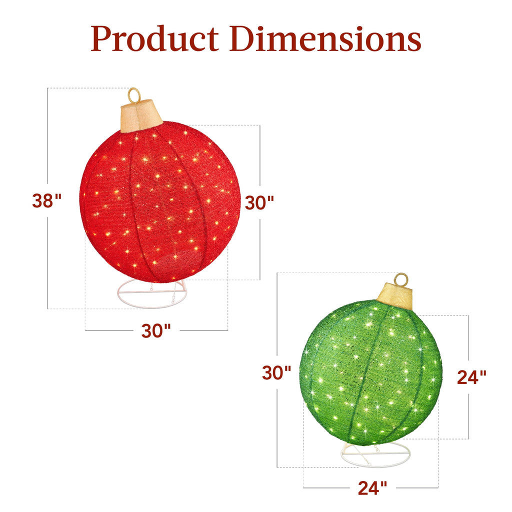Best Choice Products 2pc Lighted Pop-Up Christmas Ornaments Outdoor Holiday Decoration w/ 180 LED Lights - Red/Green