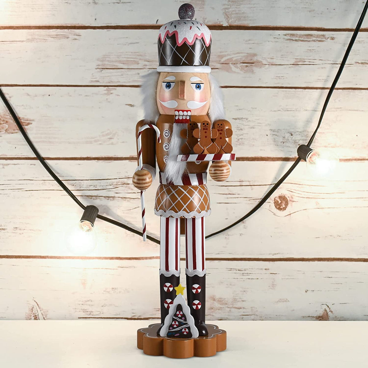 Christmas Candyland Gingerbread Wooden Nutcracker - Candyman with Candycane