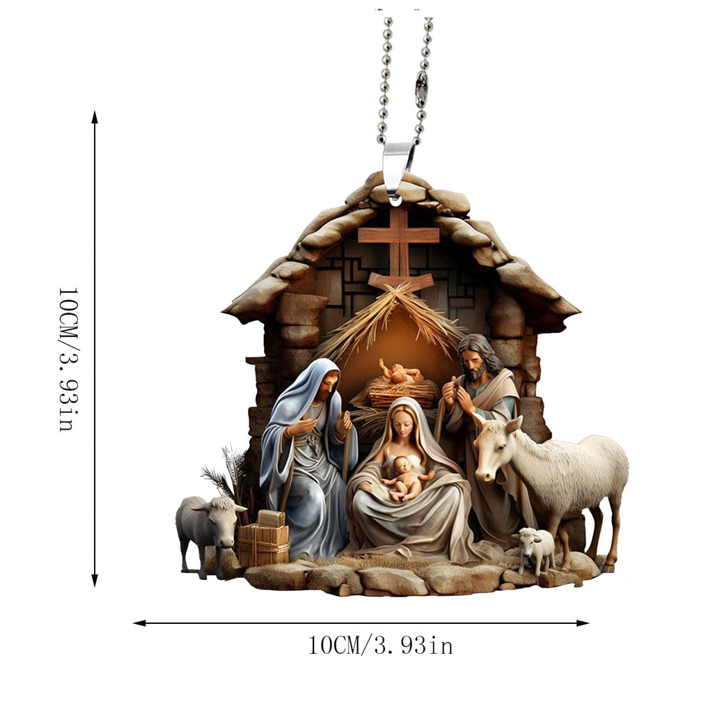 AuroraX Modern Christmas Decoration Hanging Acrylic Christmas Nativity Sets Neutral 2025 Decorative Nativity for Christma Tree,Home Decor