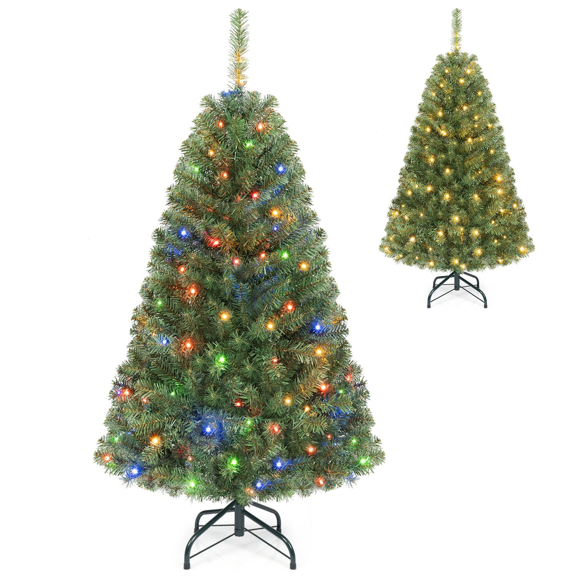 Costway 4 FT Pre-Lit Artificial Christmas Tree with 296 Dense Branch Tips, 100 LED Lights