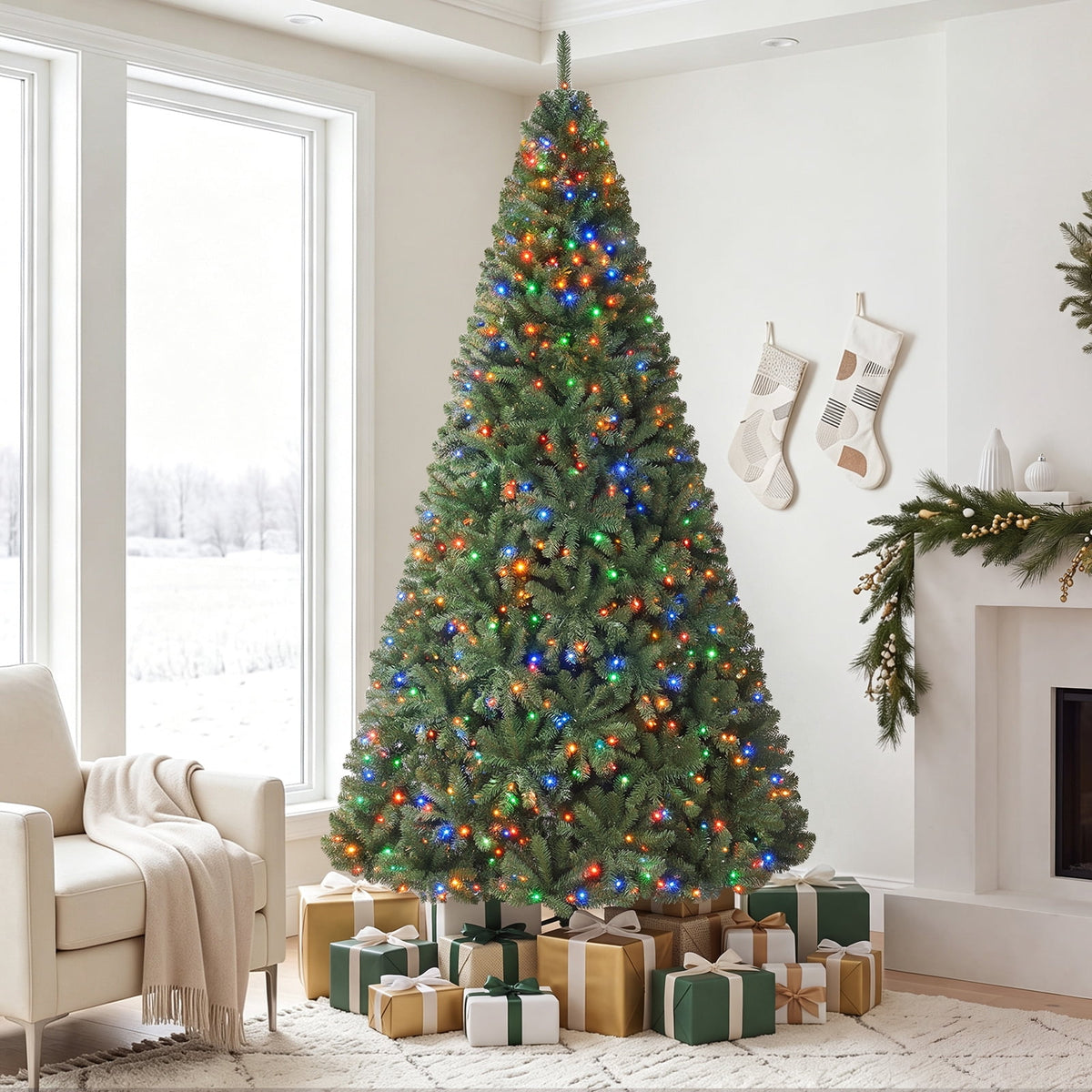 Costway 4 FT Pre-Lit Artificial Christmas Tree with 296 Dense Branch Tips, 100 LED Lights