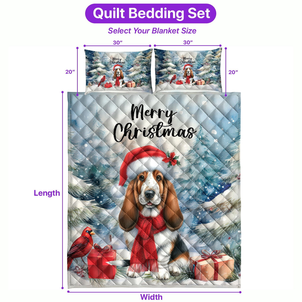 Merry Christmas French Bulldog Enjoys Woofmas Winter Xmas Holiday Quilt Bedding Set Dog Lover Gifts 1 Blanket Bed Cover 2 Pillowcases - 02022