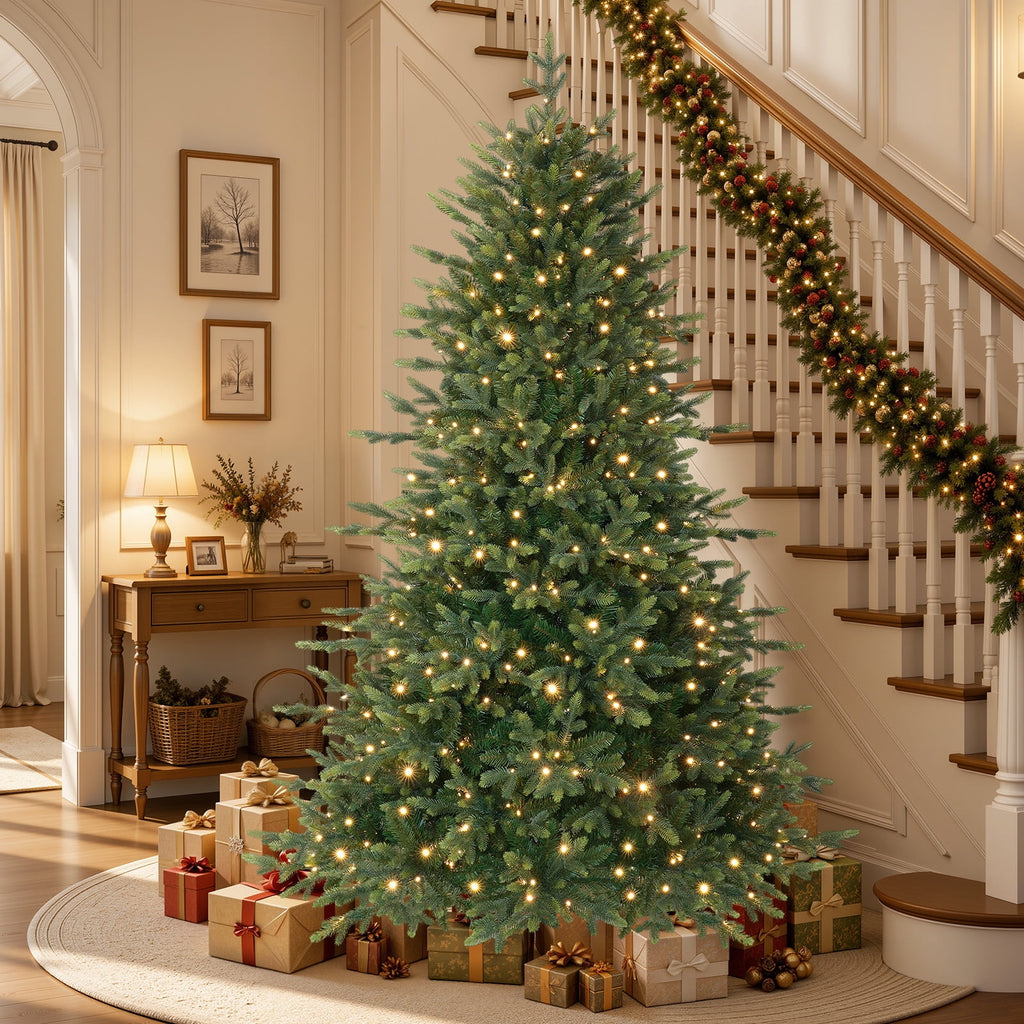 Lolsea 7ft Prelit PE Noble Fir Artificial Christmas Tree with Remote Control, Timer and Warm White & Multi-Color Lights