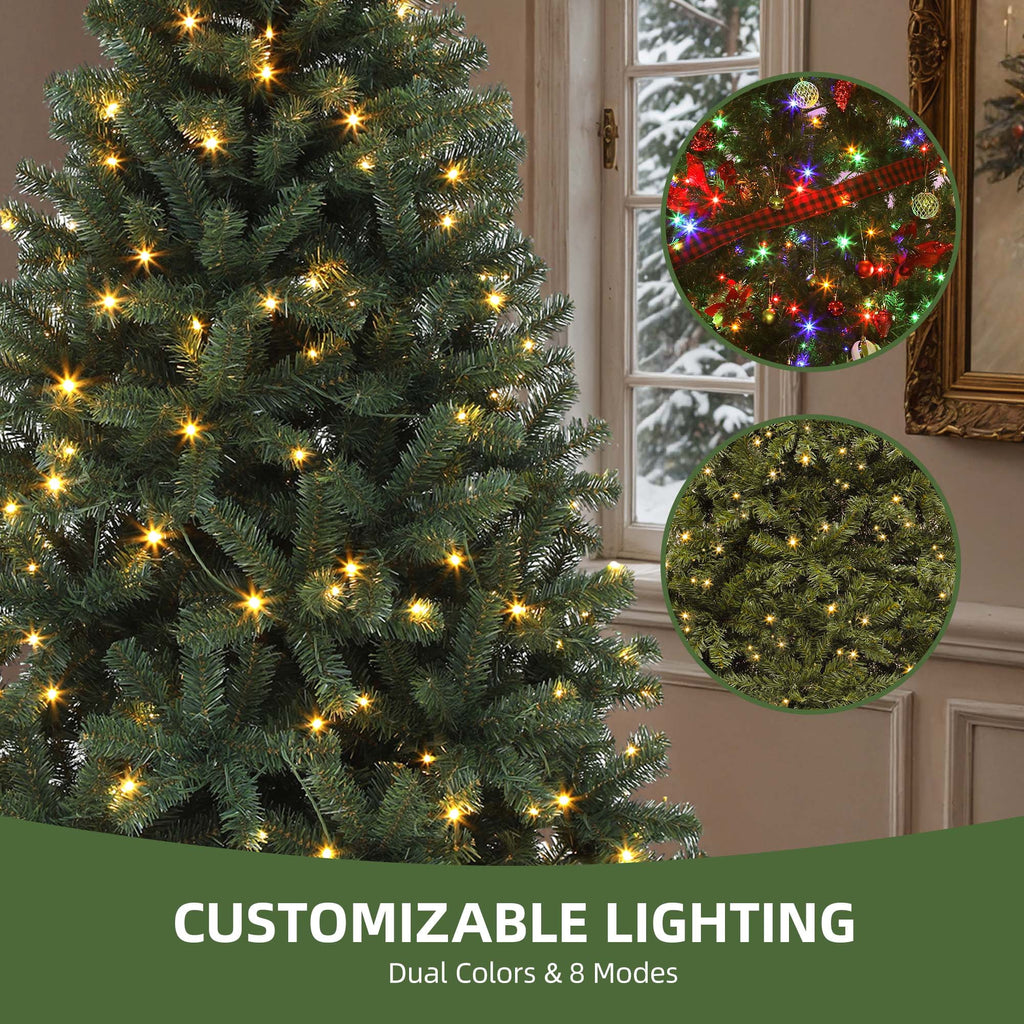 Uforic 6ft Pre-Lit Artificial Christmas Tree with 1000 Branch Tips&250 Warm Lights, Remote Control, Green