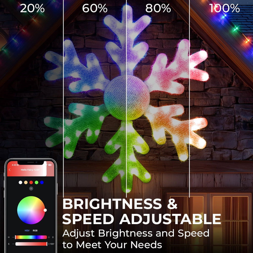 32" Christmas Giant Snowflake Smart Lights DIY Color Changing Music Sync Remote & App Control 78 LEDs Large Prelit Window Hanging Lights for Holiday Indoor Wall Door Window Porch Decor